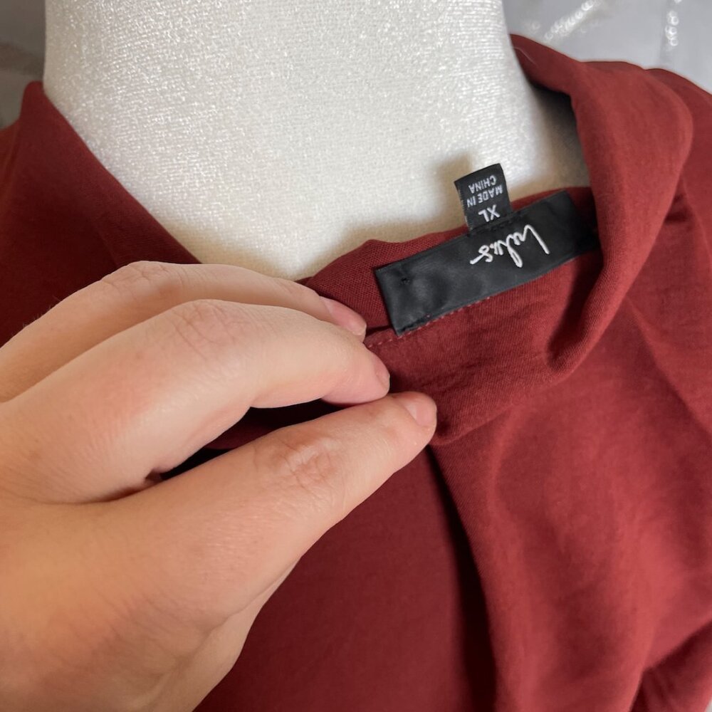 Rust Collared Button-Up Pleated Midi Dress - image 6